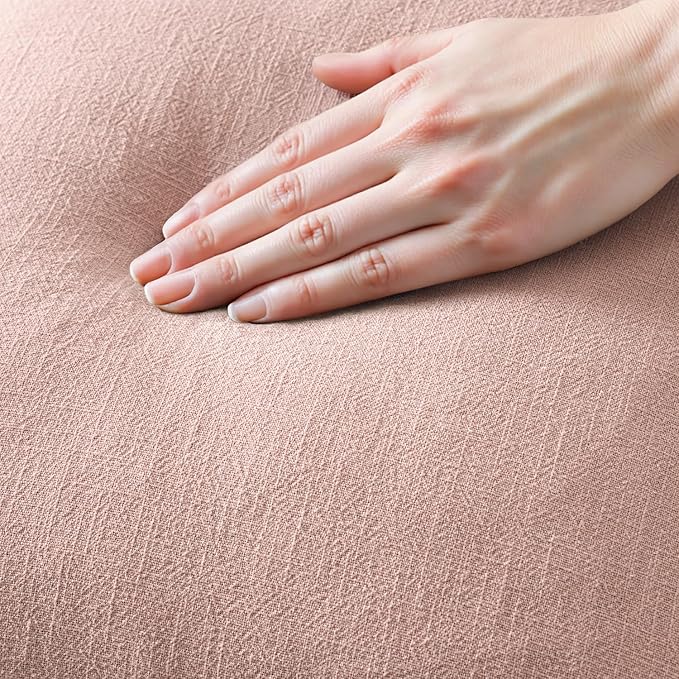 MIULEE Boho Linen Fringe Decorative Throw Pillow Covers Pink 20x20 | Set of 2 - Image 2