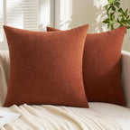 MIULEE Fall Rust Chenille Couch Euro Throw Pillow Covers, 22x22 | Set of 2 - Image 7