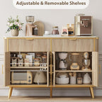 47.2" Buffet Storage Cabinet, Modern Fluted Coffee Bar Station - Image 8