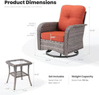 ovios 3-Piece Patio Furniture Set, Outdoor Wicker Sofa - Image 8
