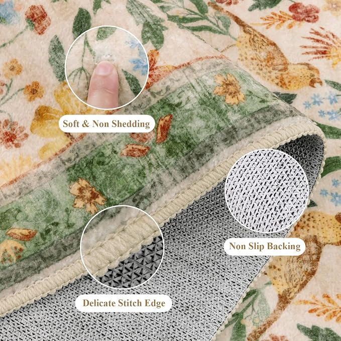 HEBE Boho Kitchen Rugs Set of 3, Non Slip Washable Kitchen Mats - Image 5