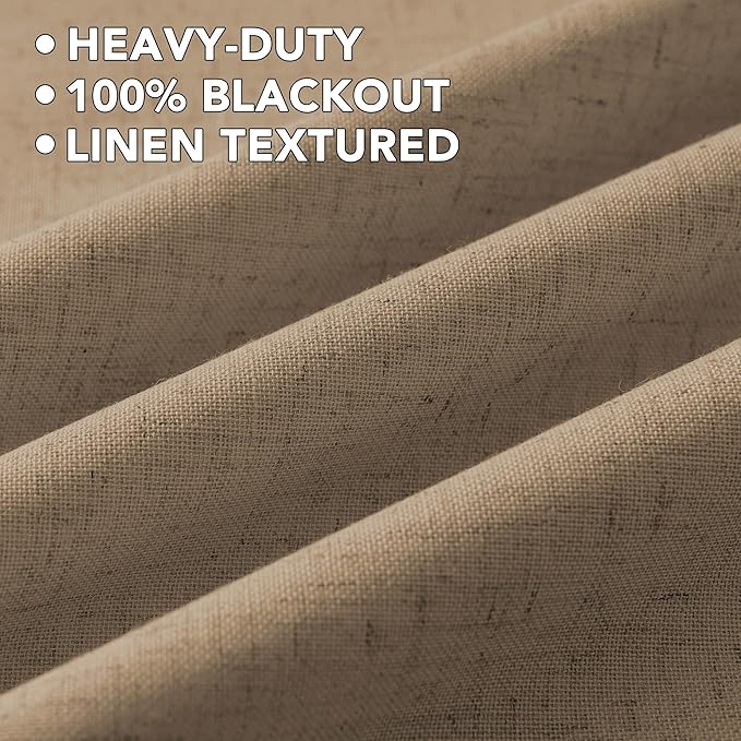 H.VERSAILTEX Linen Blend Curtains 100% Blackout Curtains - Image 5