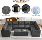 127'' Oversized U Shaped Modular Sofa, Sectional Couches - Image 5