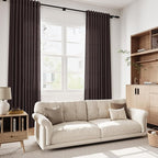 Cocoa Coffee Linen Curtains 84 Inch Length 2 Panels Set - Image 7
