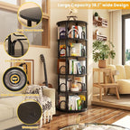 Aheaplus 5 Tier Rotating Bookshelf Tower, 360 Display Spinning Bookcase - Image 4