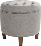 Homepop Home Decor | Upholstered Round Tufted Foot Rest Ottoman | Ottoman - Image 9