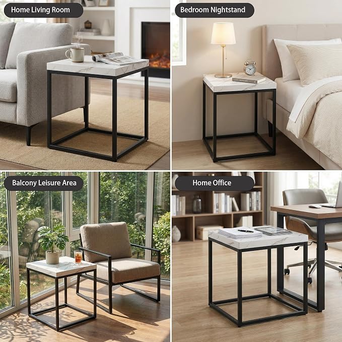 CENSI 18-Inch Marble Accent End Table/Side Table - Image 4