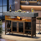 Loomie Bar Table Cabinet with Grey Marble Top & LED Lights & 2 Drawers - Image 3