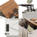 Jocoevol Farmhouse Lift Top Coffee Table, Square Wood Center Table - Image 8