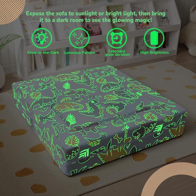 MeMoreCool Glow-in-the-Dark Dinosaur Kids Loveseat - Image 5