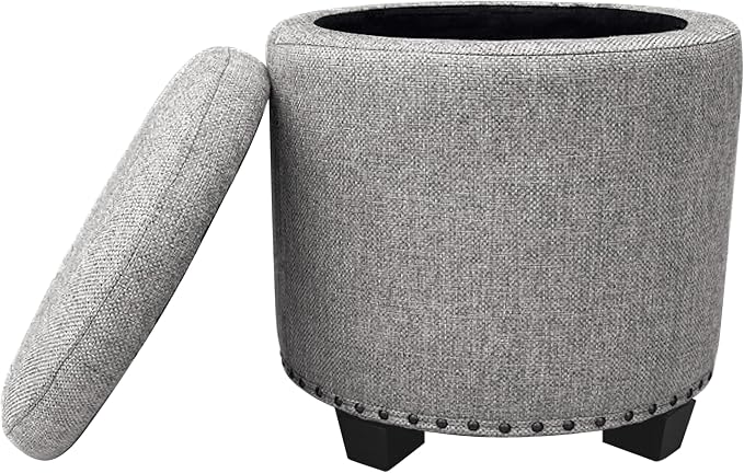 HomePop Home Decor | Upholstered Round Storage Ottoman by HomePop