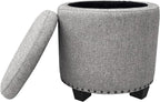 HomePop Home Decor | Upholstered Round Storage Ottoman by HomePop