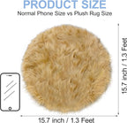15.7 Inches Mini Khaki Round Faux Fur Sheepskin Area Rug, Fluffy Small Circle - Image 2