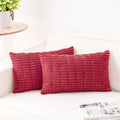 Pack of 2 Corduroy Decorative Throw Pillow Covers 12x24 Inch, Cranberry Red | by Unknown