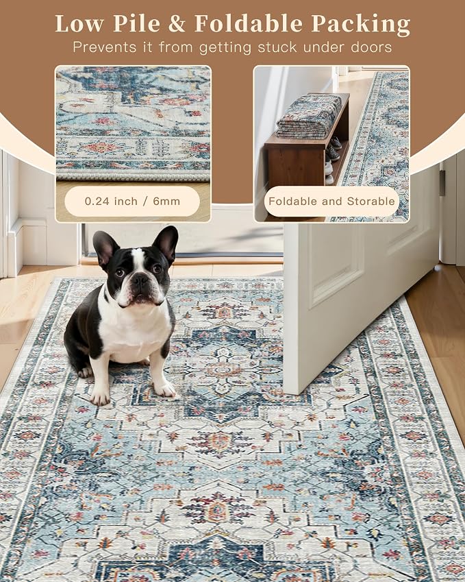 Madane Area Rug 3x5, Washable Vintage Entry Rugs - Image 6