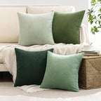 MIULEE Soft Corduroy Decorative Throw Pillow Covers Forest Green 20x20 | Set of - Image 3