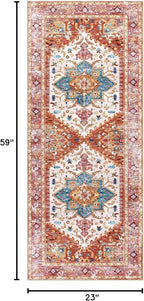Yamaziot Washable Runner Rug, 2x5 Non-Slip Boho Vintage Hallway Kitchen Rug | - Image 2