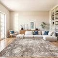 8x8 Square Living Room Area Rug – Washable Modern Neutral Abstract Indoor Rug by BYYVOORugsforYourHome