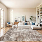 8x8 Square Living Room Area Rug – Washable Modern Neutral Abstract Indoor Rug by BYYVOORugsforYourHome