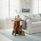 WELLAND Natural Tree Stump Stool, Live Edge End Table, Natural Edge Accent Table - Image 3