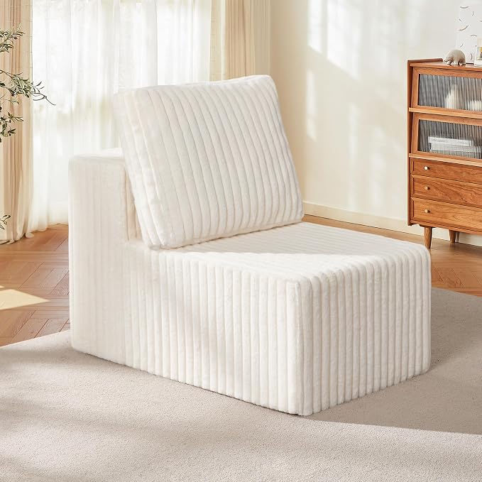 Single Sofa 1 Seat Couch with Deep Seat Memory Foam Cloud Chair with Pillows by YourHomeDeservesMore