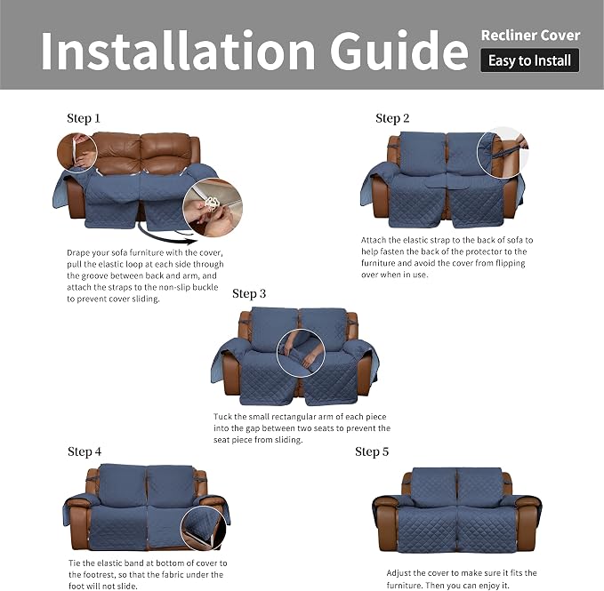 Easy-Going Loveseat Recliner Cover, Reversible Couch Cover - Image 7