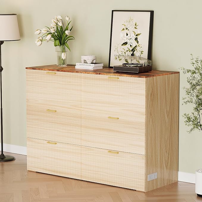 VINGLI Queen Murphy Bed with Storage Drawer, 2 Charging Station, Fluted Wooden - Image 2