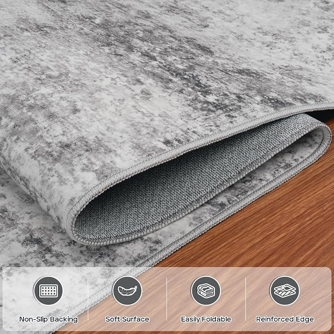 Aelenmu 5x7 Area Rugs for Living Room Bedroom Dining Room Washable Grey | Soft - Image 4