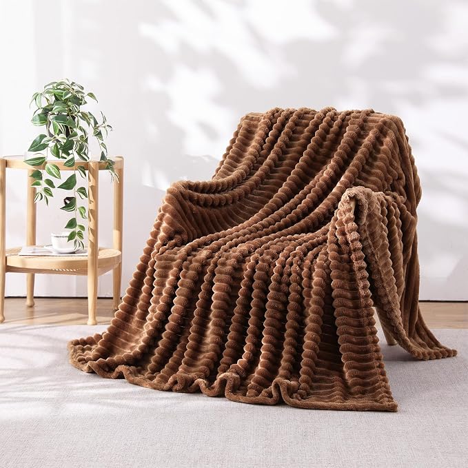 Brown Throw Blanket for Couch Sofa 60”x80” Striped Design - Image 2