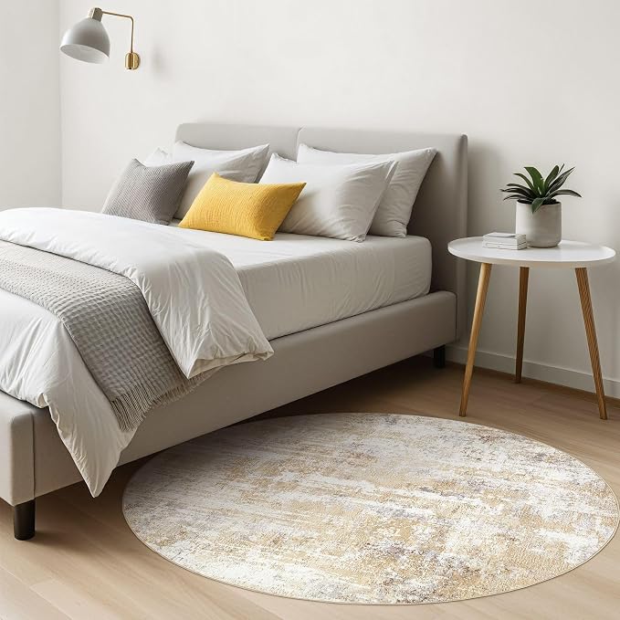 LOONGRUG Round Rug 7x7 Washable Large Neutral Modern Abstract Area Rugs | Soft - Image 7