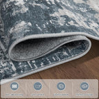 Aelenmu Runner Rugs for Hallways Kitchen Non Slip Washable 2.6x8 Blue Grey | - Image 4