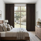 Dark Brown Linen Pleated Memory Shape Light Filtering Curtains 86 Inch Long | - Image 7