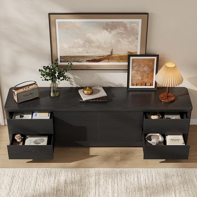 Fluted TV Stand for Living Room, Mid Century Modern Entertainment Center - Image 3