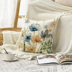 AVOIN colorlife Chinoiserie Poppy Flowers Throw Pillow Cover 18x18 Inch | Light - Image 2