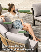 Outdoor Patio Furniture Set, 7 Piece Aluminum Curved Outdoor Sectional Sofas - Image 5
