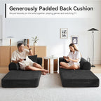 Convertible Sleeper Bed with 2 Cylindrical Pillow, Comfy Foldable Bed - Image 7