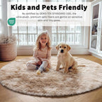 Tie-Dye Beige Round Area Rug 4ft, Soft Bedroom Circle Rugs Floor Mats - Image 3