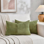 Fancy Homi 2 Packs Moss Green Lumbar Decorative Throw Pillow Covers 16x26 Inch - Image 5
