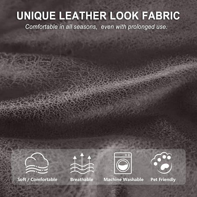 ANARACHON Leather Look Recliner Couch Cover, 8-Pieces Stretch Recliner Sofa - Image 5