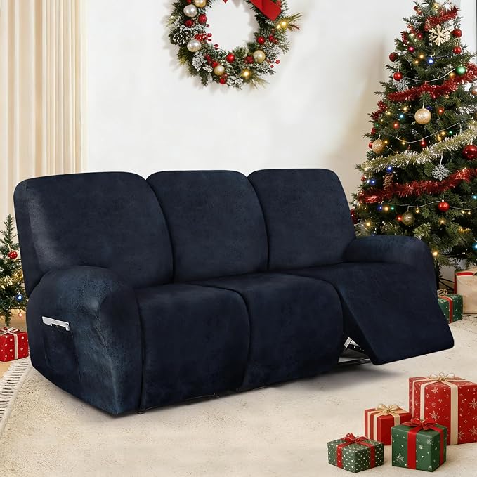 ANARACHON Leather Look Recliner Couch Cover, 8-Pieces Stretch Recliner Sofa - Image 2
