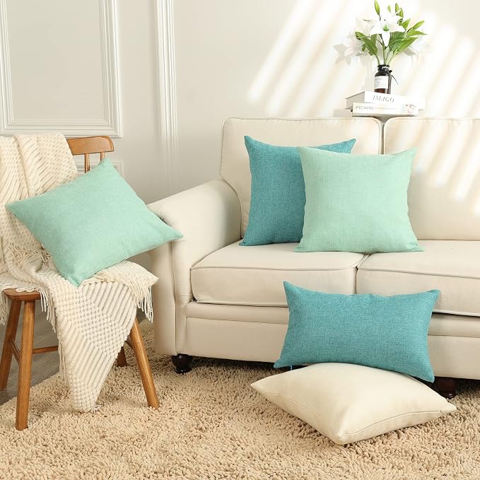 Stellhome Burlap Large Throw Pillow Covers Textured Farmhouse Linen Pillowcase - Image 6