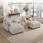 Vesgantti 109" U Shaped Cloud Sectional Sofa, Comfy Corduroy Upholstered - Image 5