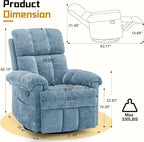 Korser Recliner Chair, Swivel Rocker Recliner Chair - Image 2
