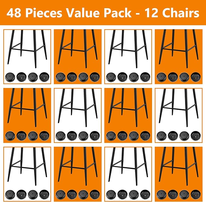 48-Pack Wrought Iron Patio Furniture Feet Caps 1-1/2 inch Round Plastic Outdoor - Image 10