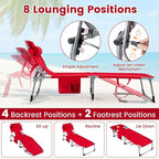 Goplus Tanning Chair, Folding Adjustable Patio Lounger w/Face Arm Holes - Image 4