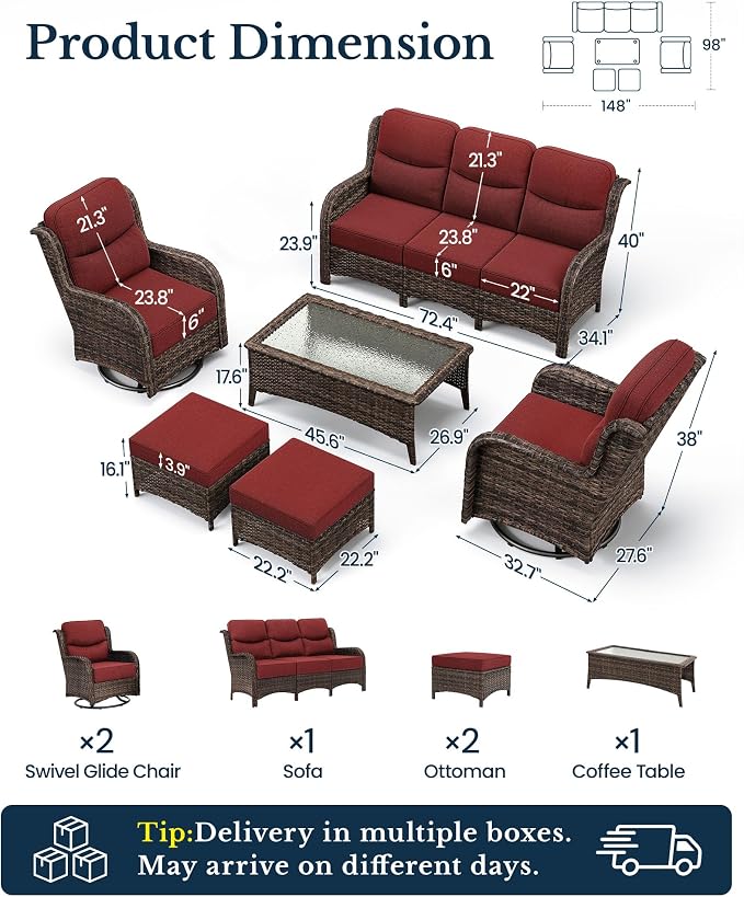 HILLGA Luxury High Back Patio Furniture Set - Image 7
