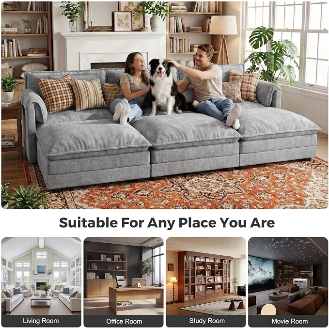 ELUCHANG Oversized 113" Modular Sectional Sofa, Comfy Deep Seat Cloud Couch - Image 3