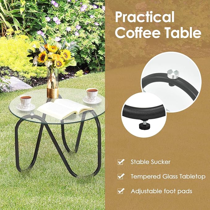 Tangkula 3 Piece Patio Rattan Furniture Set, Includes 2 Single Wicker Chairs - Image 6
