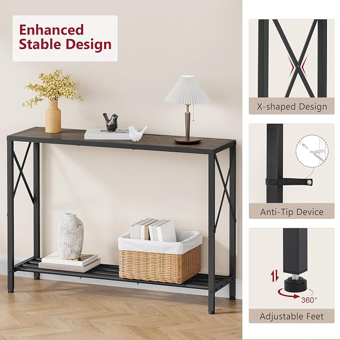 Tajsoon Industrial Console Table 41.8", 2 Tier Entryway Table - Image 5