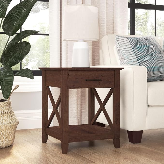 Bush Home End Table with Drawer, Nightstand with Storage, Living Room and - Image 2